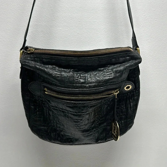 Fendi FF Quilted Coated Canvas Embossed Crossbody Bag Purse Designer Black Gold - Picture 3 of 17
